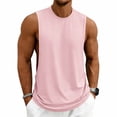 thumbnail image 2 of Activewear Tank Tops for Men Sleeveless Crew Neck Active Tank Shirts Summer Quick Dry Gym Fitness Basketball Training Sports T-Shirts Pink 2XL, 2 of 9