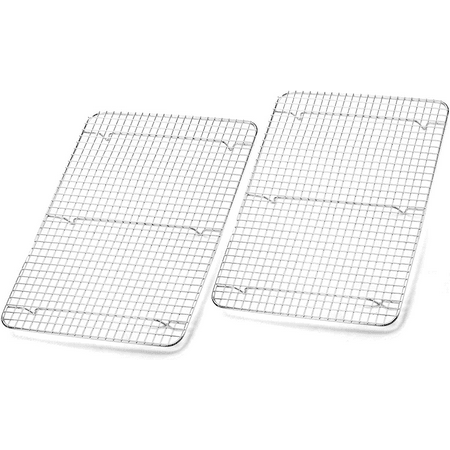 Cooling Racks, 2 Pack Stainless Steel Grid Wire Rack for Baking Roasting Grilling Drying, 15.3’’ x 11.2’’, Metal Mesh Oven Rack for Chicken Bacon Cookies, Non-Toxic & Dishwasher Safe