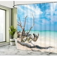 thumbnail image 5 of Ambesonne Landscape Shower Curtain, Seascape Sandy Beach, 69"Wx75"L, Turquoise Sky Blue, 5 of 5