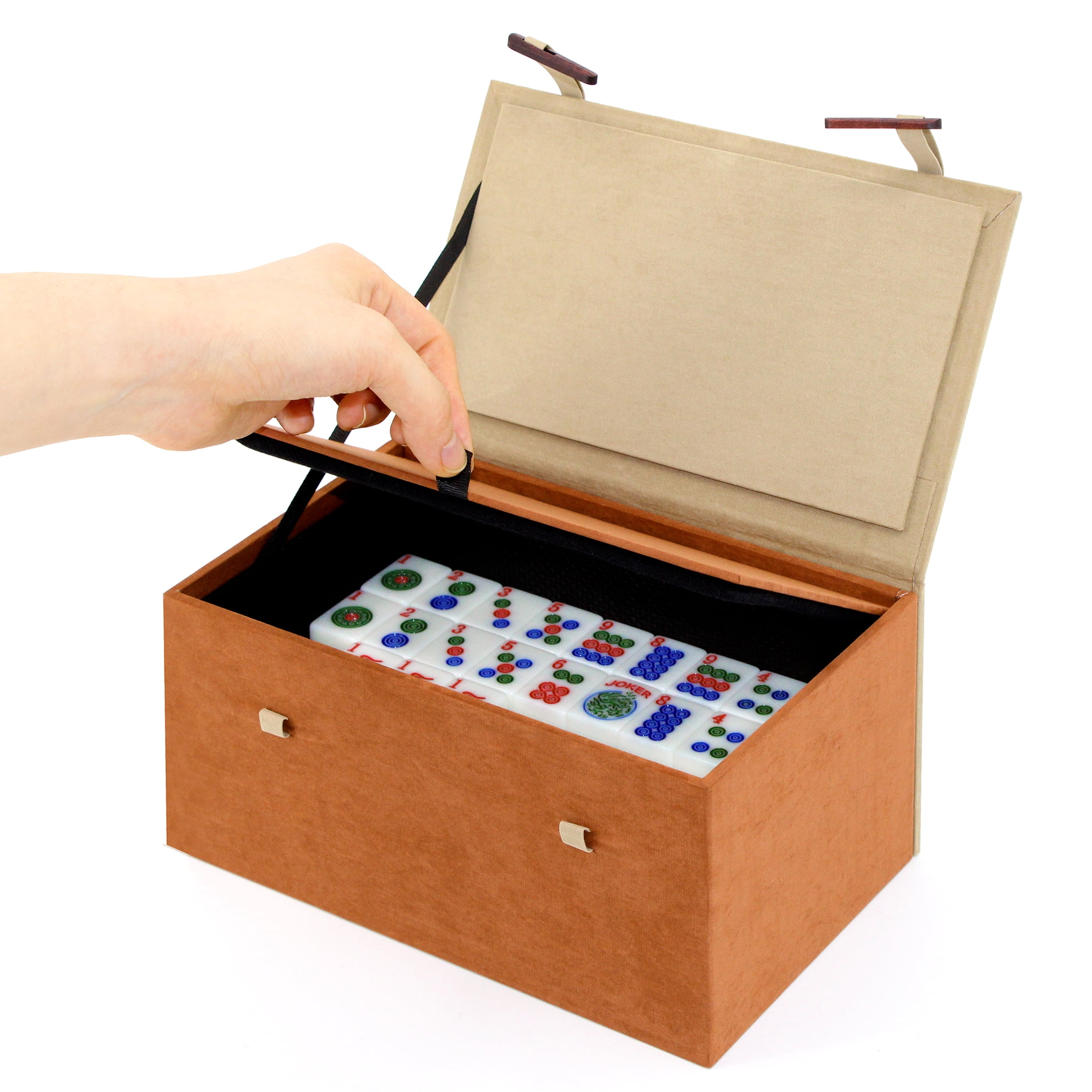 Complete American Mahjong Set with 166 White Tiles (1.2"), 4 Dice, and A Storage Case, Ideal for Game Nights and Gifts