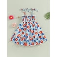 thumbnail image 2 of Western Kids Baby Girl 4th of July Outfit American Flag Sleeveless Strap Dress Ruched Tutu Dresses Independence Day Clothes, 2 of 9