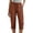 B Brown, variant on Womens Linen Cropped Pants Slim Leg Drawstring Elastic Waist Capri with Pockets Summer Casual Beach Pants,Sizes S-3XL