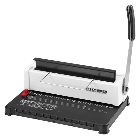 Coil Spiral Binding Machine, Manual Book Maker 34-Holes Binding 120 Sheets, Punch Binder Adjustable