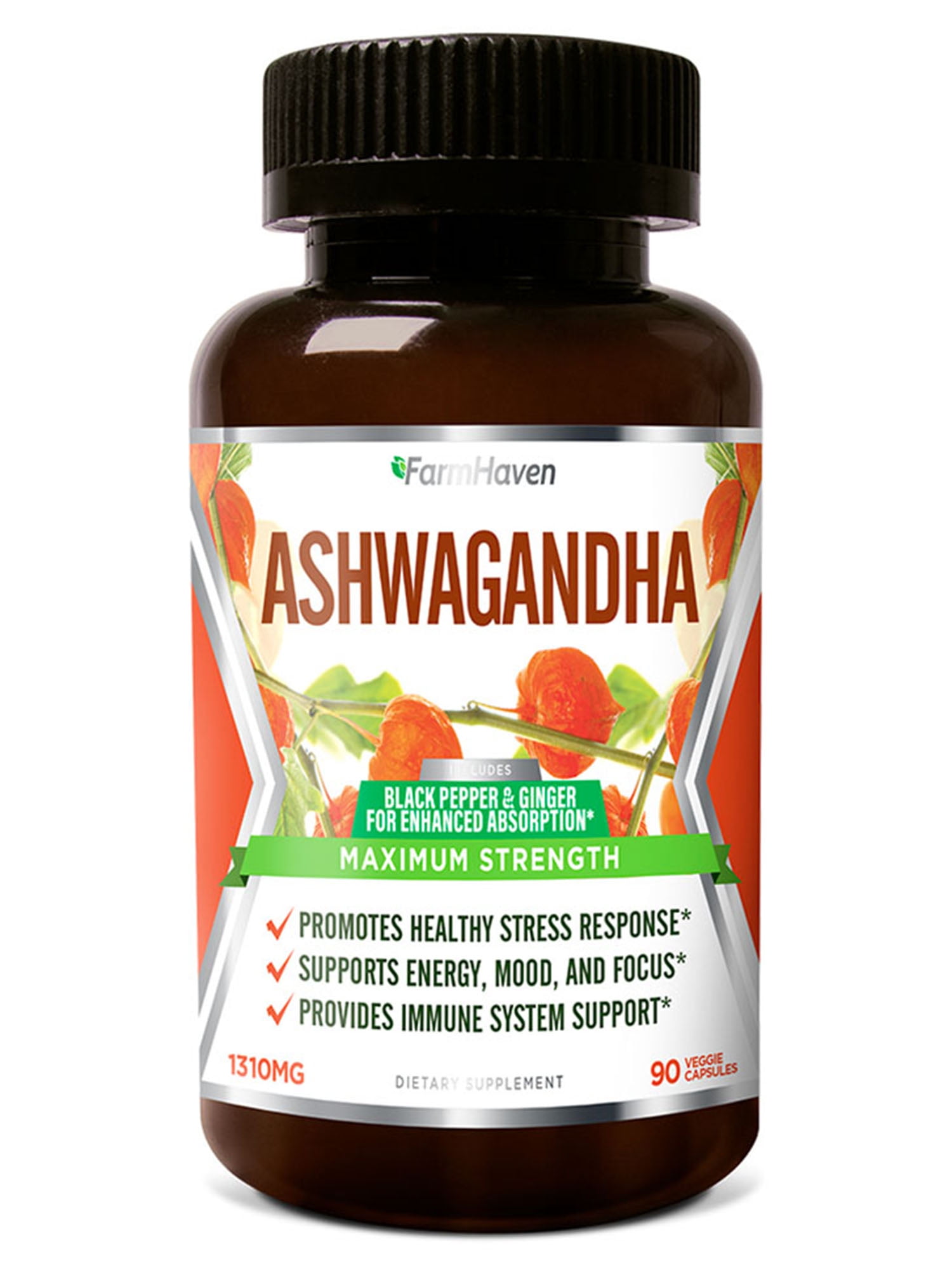 Ashwagandha Capsules with Ginger & Black Pepper Extract 1310mg