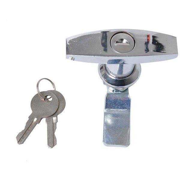 Kenally Cerradura de puerta con manija en T dura Cerradura de puerta con llaves Cerradura de metal RV Cerradura de puerta de garaje a prueba de herrumbre Accesorios para vehículos recreativos No.2 Kenally VI009152-02