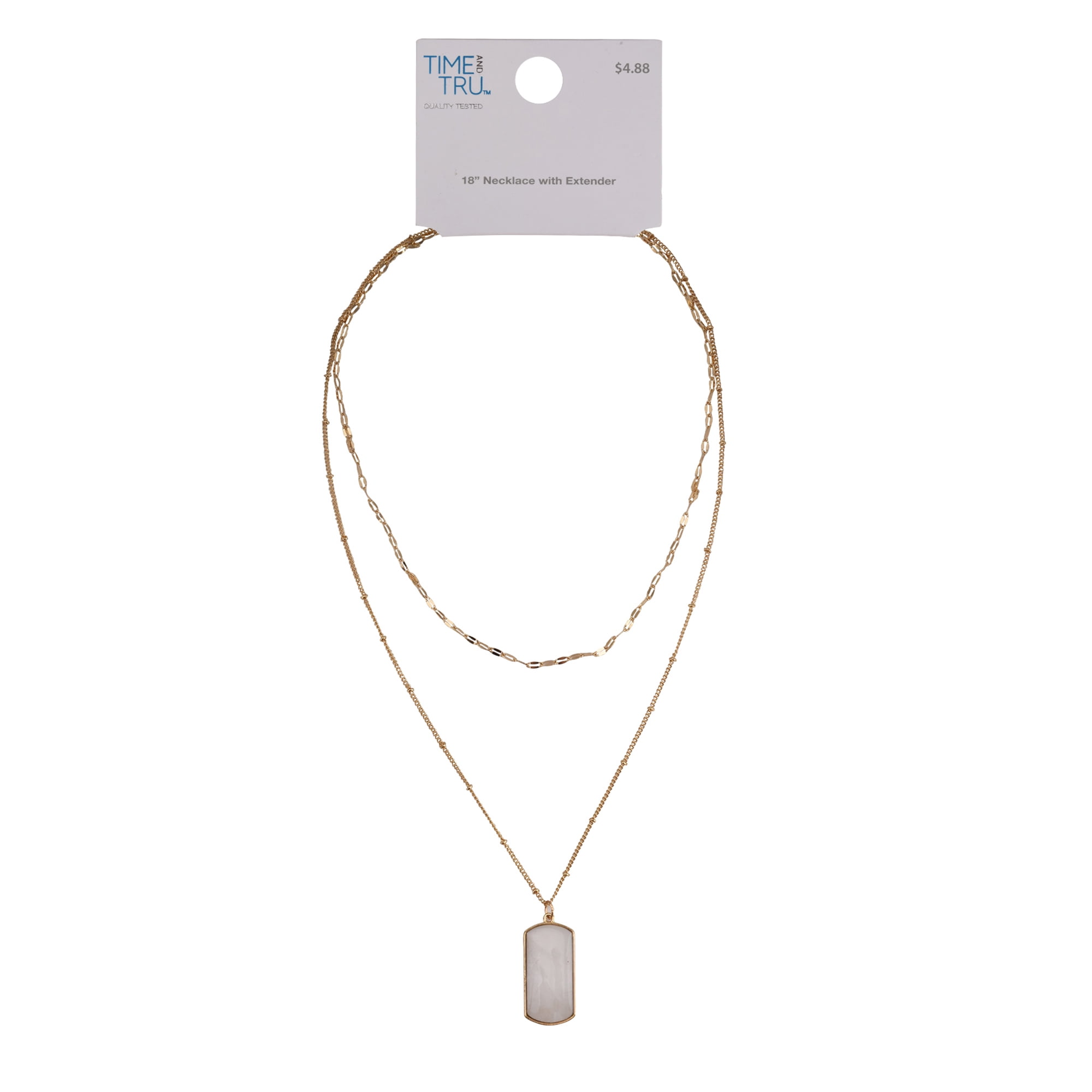 Time And Tru Women's Gold Tone Hammershell Layered Pendant Necklace