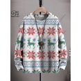 thumbnail image 3 of Suéter feo informal unisex de invierno con impresión 3D, diseño de árbol de Navidad, Papá Noel, copo de nieve, alce y gato, 3 of 5