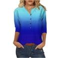 thumbnail image 1 of Mode Décontractée pour Femmes T-Shirt à Manches 3/4 avec Boutons et Col Imprimé, 1 of 5