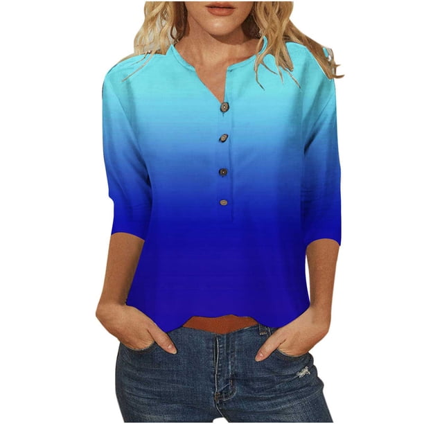 Elegante blusa casual con manga 3/4 y botones para mujer OAVQHLG3B Store lin121212