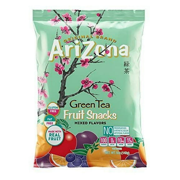 AriZona Green Tea Fruit Snacks, Gluten Free Mixed Fruit Gummy Chews 5 Ounce I...
