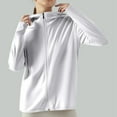 thumbnail image 2 of Hcyirli Women's UPF 50+ Hooded Sun Jacket Ice Silk Lightweight Long Sleeve Zip Up Outdoor Wear for Hiking and Summer Activities White XXXXXL, 2 of 4