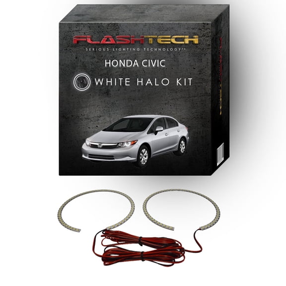 Flashtech White Angel Eye LED Headlight Halo Ring kit for 2012-2015 Honda Civic Headlights