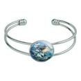 thumbnail image 1 of Ocean Selfie Shark Dolphin Sea Turtle Stingray Clown Fish Novelty Silver Plated Metal Cuff Bangle Bracelet, 1 of 4