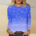 thumbnail image 2 of cfhntfmh Lounge Tops for Women Trendy Sparkly Sequins Crewneck Dressy Blouses Long Sleeve Tunic Fall Party Pullover Shirts, 2 of 4