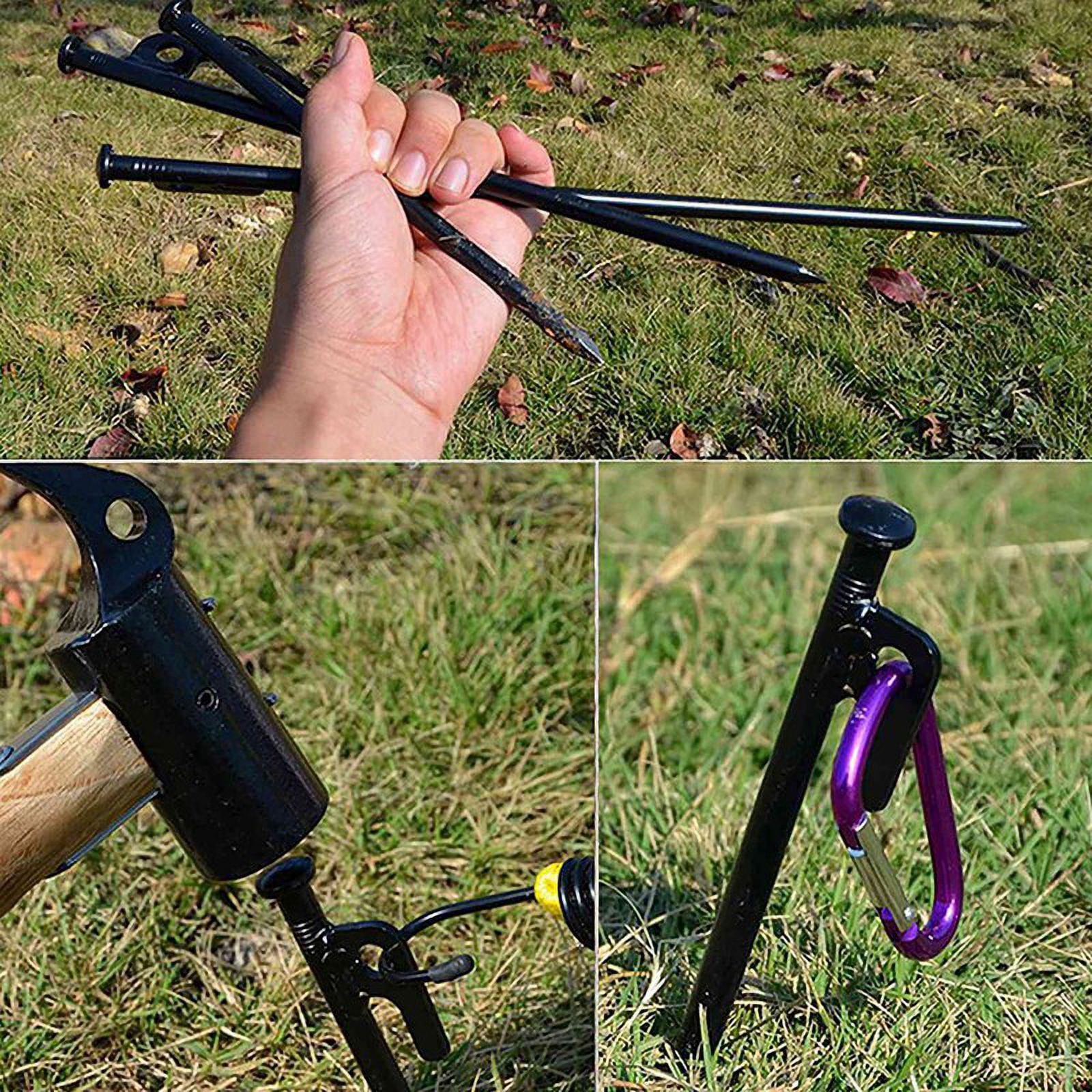 16 Pack Tent Stakes Heavy Duty Metal Tent Pegs for Camping Steel Tent Stakes Unbreakable and Inflexible,40cm,16 x Tent Stakes Tarp Peg,Black
