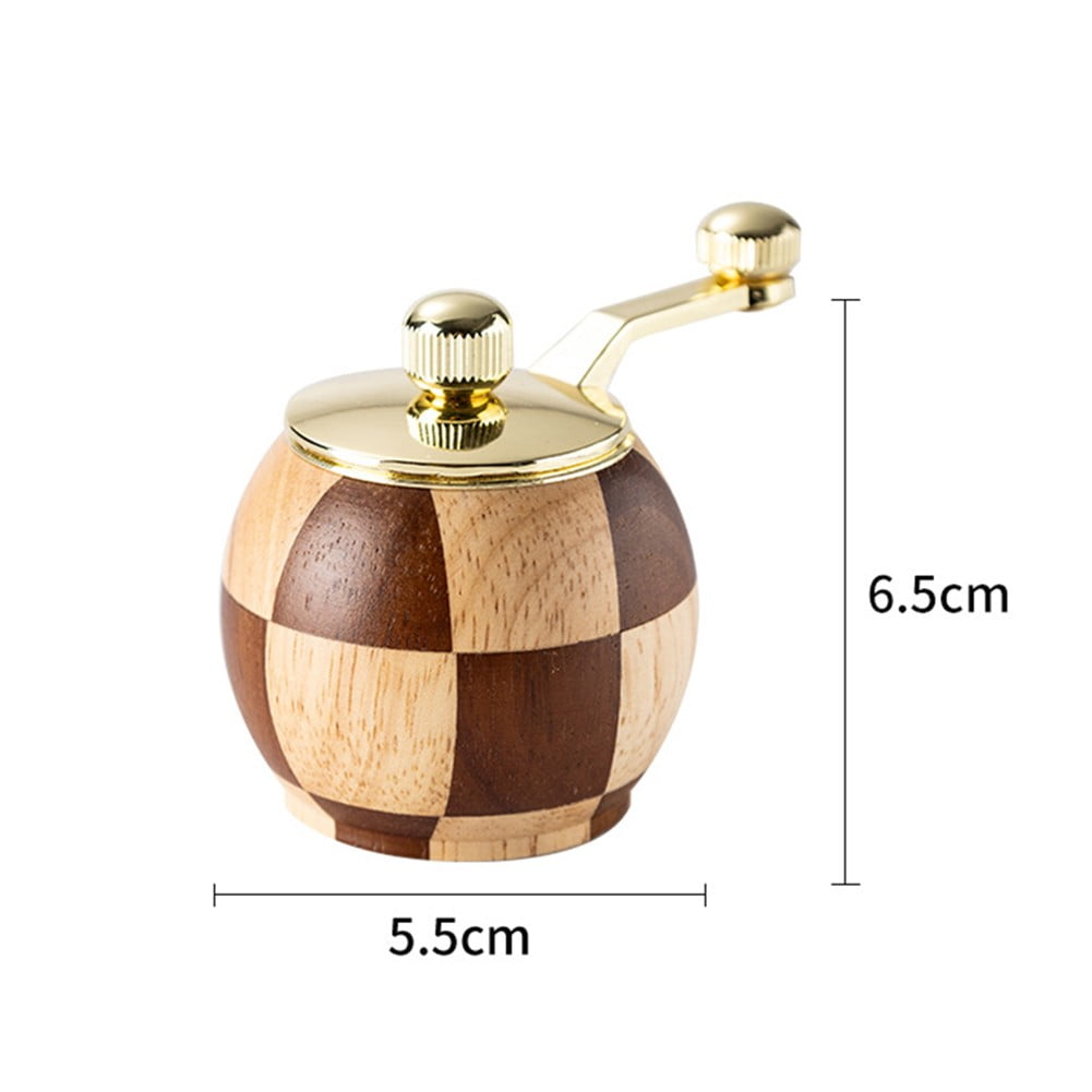 Chessboard Hand Cranked Pepper Grinder Kitchen Solid Wood Seasoning Jar Two Sets+Base