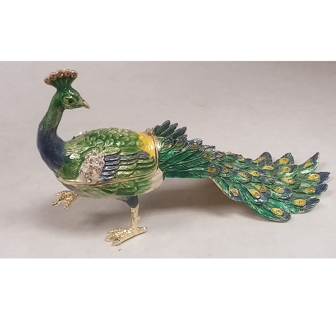 Blue Bird Pewter Jeweled Trinket or Jewelry Box Wildlife 