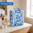 thumbnail image 4 of WANDF Hanging Toiletry Bag for Women, Multi-Compartment Cosmetic Bag with Hook, Portable Dopp Kit Organizer, Makeup Bag for Travel,Business Trip,Bathroom(Blue Flower), 4 of 10