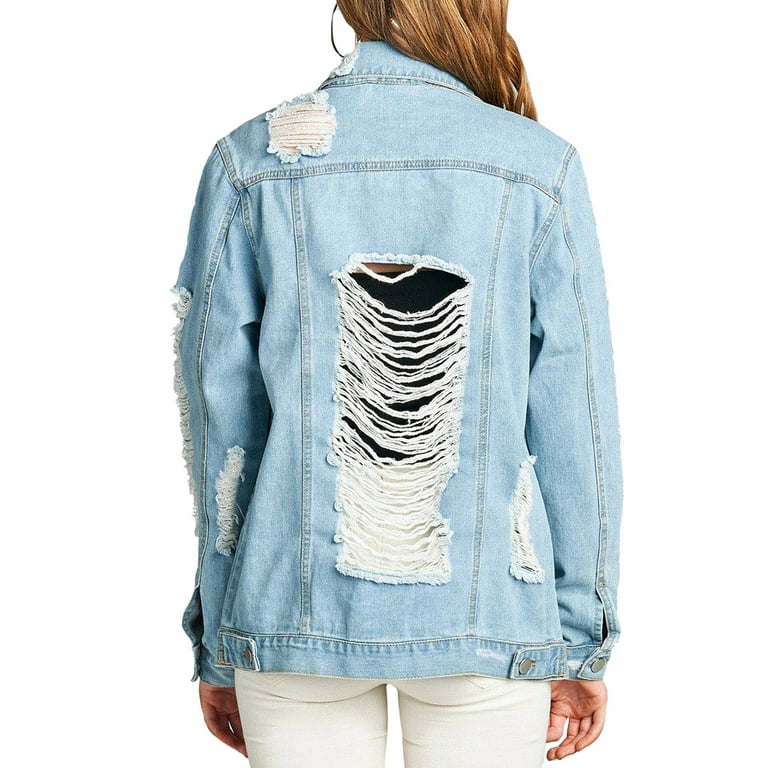 Extreme distressed denim jacket hotsell