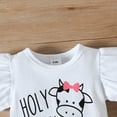 thumbnail image 6 of PatPat 3pcs Baby Girl 95% Cotton Letter Graphic Flutter-sleeve Romper and Bow Front Shorts & Headband Set, 6 of 10