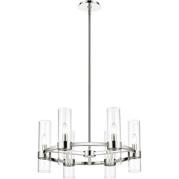 6 Light Chandelier in Restoration Style-13 inches Tall and 26 inches Wide-Polished Nickel Finish Bailey Street Home 372-Bel-4652264