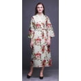 thumbnail image 2 of Bimba White Floral Leaves & Peony Womens Robe Dressing Gown Long Bride Getting Ready Shirt Printed Bath Robe Girls XS, 2 of 5