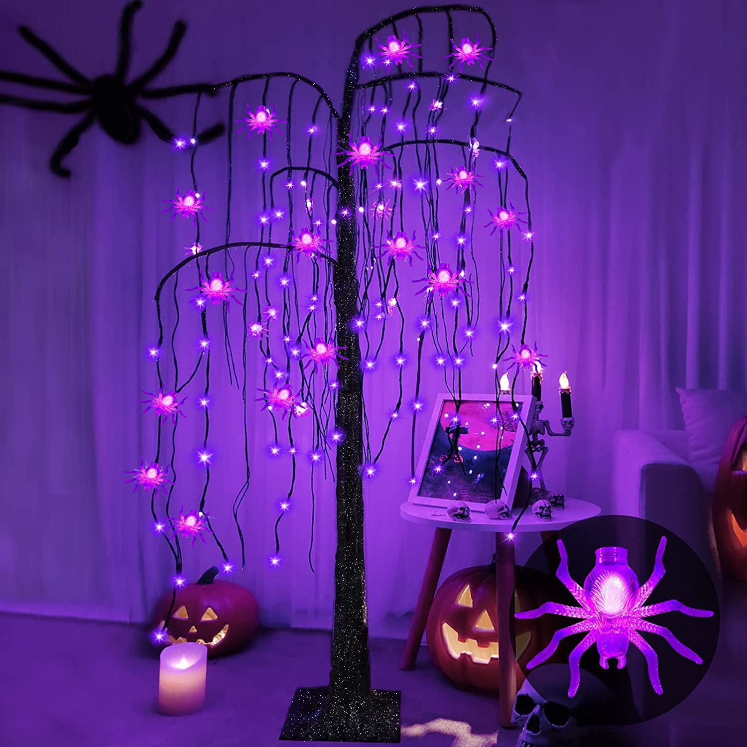 yuxinw 5 FT Prelit Halloween Willow Tree Decor with Timer, 108 Led