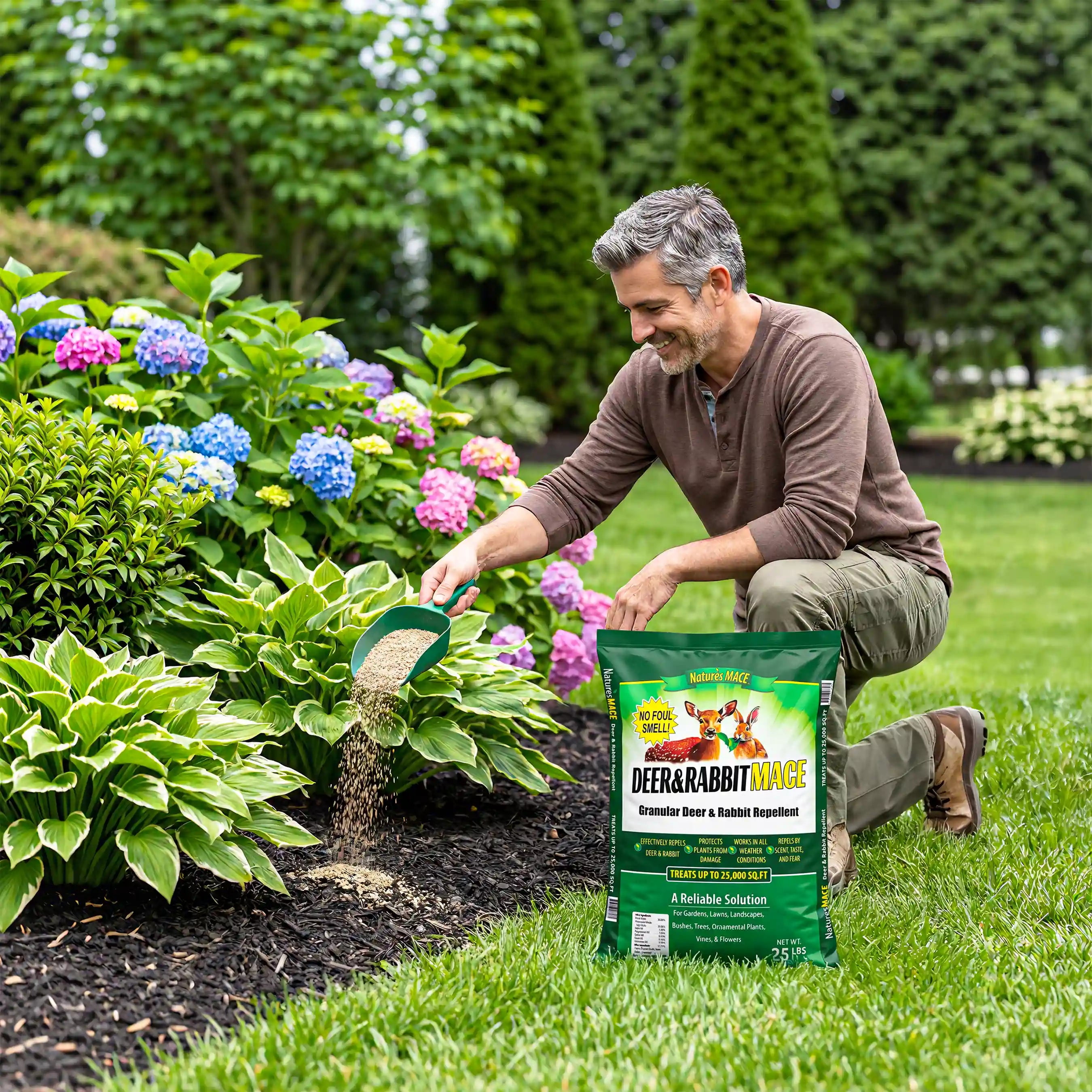 Nature's Mace Granular Deer and Rabbit Repellent, 25 lb. Bag, Covers 25,000 Sq.ft.