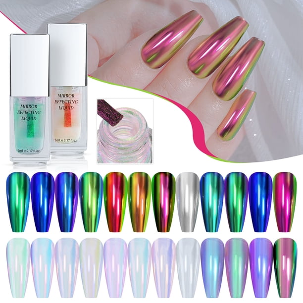 onlyliua Promoción de Temporada Polvo Líquido de Espejo para Mejorar Las Uñas, Polvo Europe y de Espejo para Mejorar Las Uñas Sin Volar Polvo Líquido de Espejo, 5 Ml