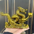 thumbnail image 2 of Feng Shui Wealth Copper Carving Lucky money dragon Statue Sculpture,Asian Animal Carved Wealth Spitting pet Life size Money Art Animal decor, 2 of 10