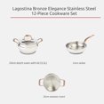 thumbnail image 2 of Lagostina Kitchen Pots and Pans, Stainless Steel Cookware Set, All Heat Sources, Bronze Elegance, 12 Piece, Silver, Induction Safe, 2 of 8