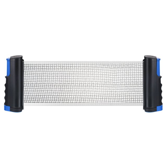 Uxcell Up to 2" Retractable Ping Pong Net Portable Table Tennis Net and Post Replacement with Storage Box, Black Blue
