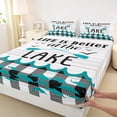 thumbnail image 3 of Homewish Retro Paddle Full Size Sheets 4-Piece for Female Men Adults,Geometric Plaid Breathable Bed Sheets,Lake House Lightweight Sheet Sets,Super Cozy Room Decor, 3 of 7