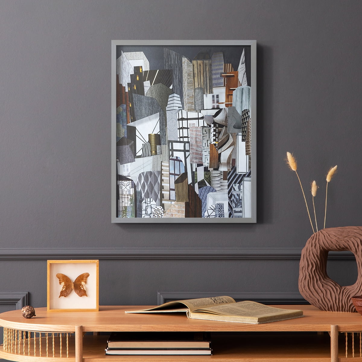 Western Metropolis Framed Print in Gray Solid Wood 22 x 28 Framed Print