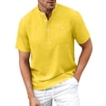 thumbnail image 5 of Men's Henley Short Sleeve Shirt, 100% Polyester Casual Stand Collar Button Down T-Shirt with Chest Pocket, Regular Fit Summer Tops for Men, S-3XL, 5 of 8