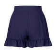 thumbnail image 3 of Abcnature Plus Size Shorts, Womens Athletic Shorts, Women Fashion Solid Color Casual Wide Leg Ruffle Loose High Waist Shorts, Comfy Beach Shorts, Yoga Pants, Cycling Sport Shorts Navy 3XL, 3 of 6