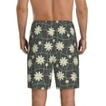 thumbnail image 3 of Kdxio Daisies Flowers Print Mens Sleep Shorts Bottoms Soft Comfy Pajama Wear Pants with Drawstring Pockets, 3 of 7
