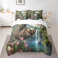 thumbnail image 2 of Erosebridal Ensemble de Literie Paresseux 3D Format Grand Lit, Ensemble de Lit Fleurs Roses, Décor à Imprimé Animal, Réversible 7 Pcs, 2 of 5