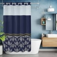 thumbnail image 6 of No Hook Boho Navy Blue Flower Shower Curtain with Snap in Liner Set, Abstract Bohemia Pesley Floral Waterproof Fabric Bathroom Curtains with See Through Top Window, Hotel Style Small 36 x 72 Inch, 6 of 9