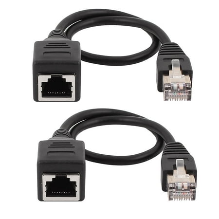 2pcs 30cm Ethernet Lan Male to Female Network Cable RJ45 Extension Extender