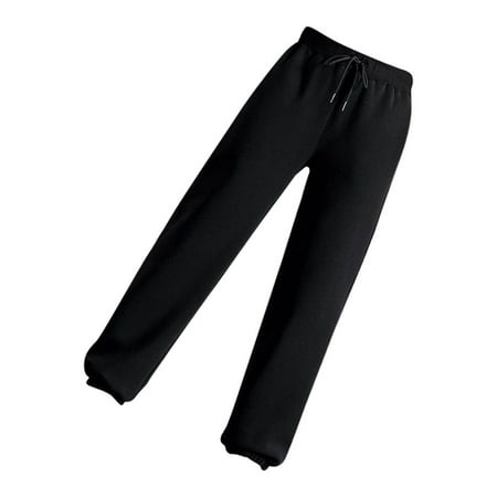 Womens Sweatpants Fleece Lining Jogger Pants Women Fleece Pants Length  Thermal Leggings Pants Casual Harem Trouser Black XL 