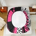 thumbnail image 5 of Manfei Chic Leopard Print Twin Sheet Sets for Female, Cheetah Zebra Animal Twin Fitted Sheet, Black Pink Geometric Flat Sheet, Super Cozy Room Decor, 3-Piece, 5 of 7