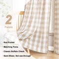 thumbnail image 4 of Exultantex Buffalo Check Window Drapes Pom pom Semi Sheer Curtains, 40"W x 84"Lx2, Rod Pocket, Taupe-White, 4 of 6