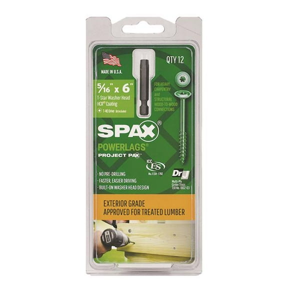Spax 5028483 6 in. PowerLags Washer Head Structural Screws&#44; 12 per Pack - Pack of 5