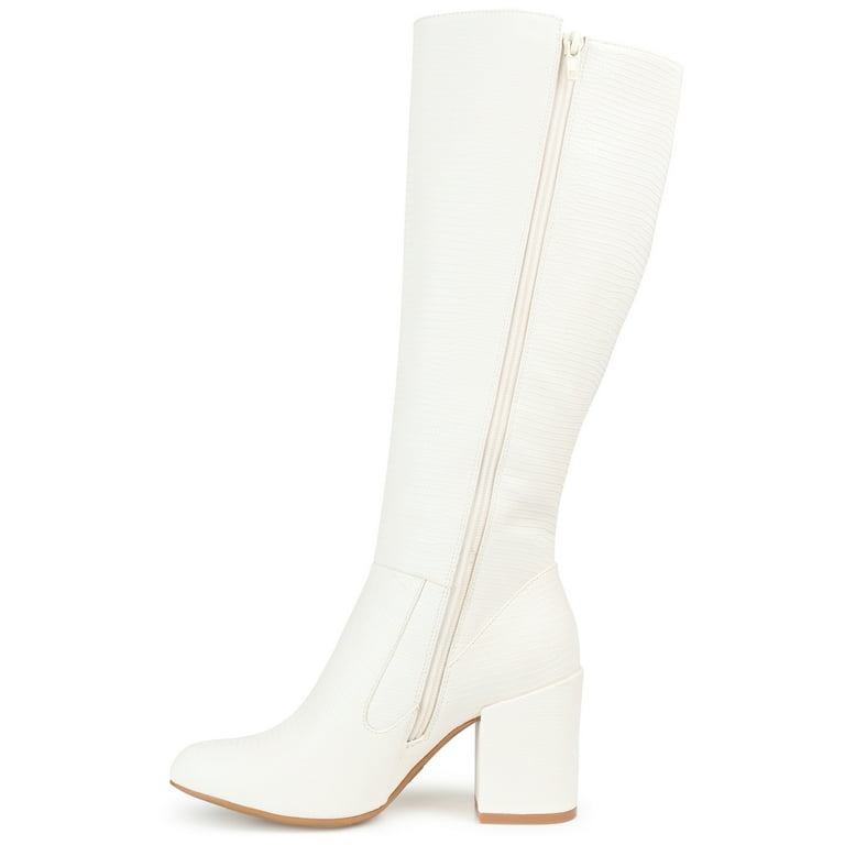 (取寄) カルバンクライン レディース タビア   women Tavia Ivory Mirror llic Journee Womens Tavia Wide Calf Block Heel Knee High Boots