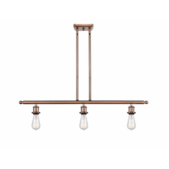 Innovations 516-3I-AC Bare Bulb 3 Light Island Light part of the Ballston Collection, Antique Copper