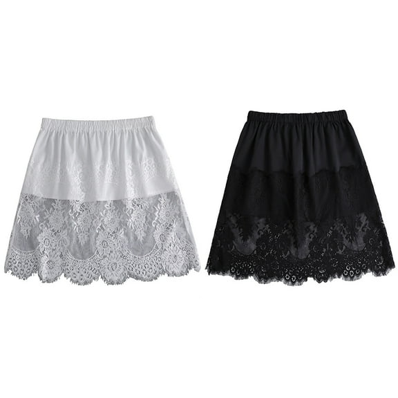 KONTONTY 2Pcs Skirt Shirt Extender Chiffon White Layered Design For Women In Fall Styles