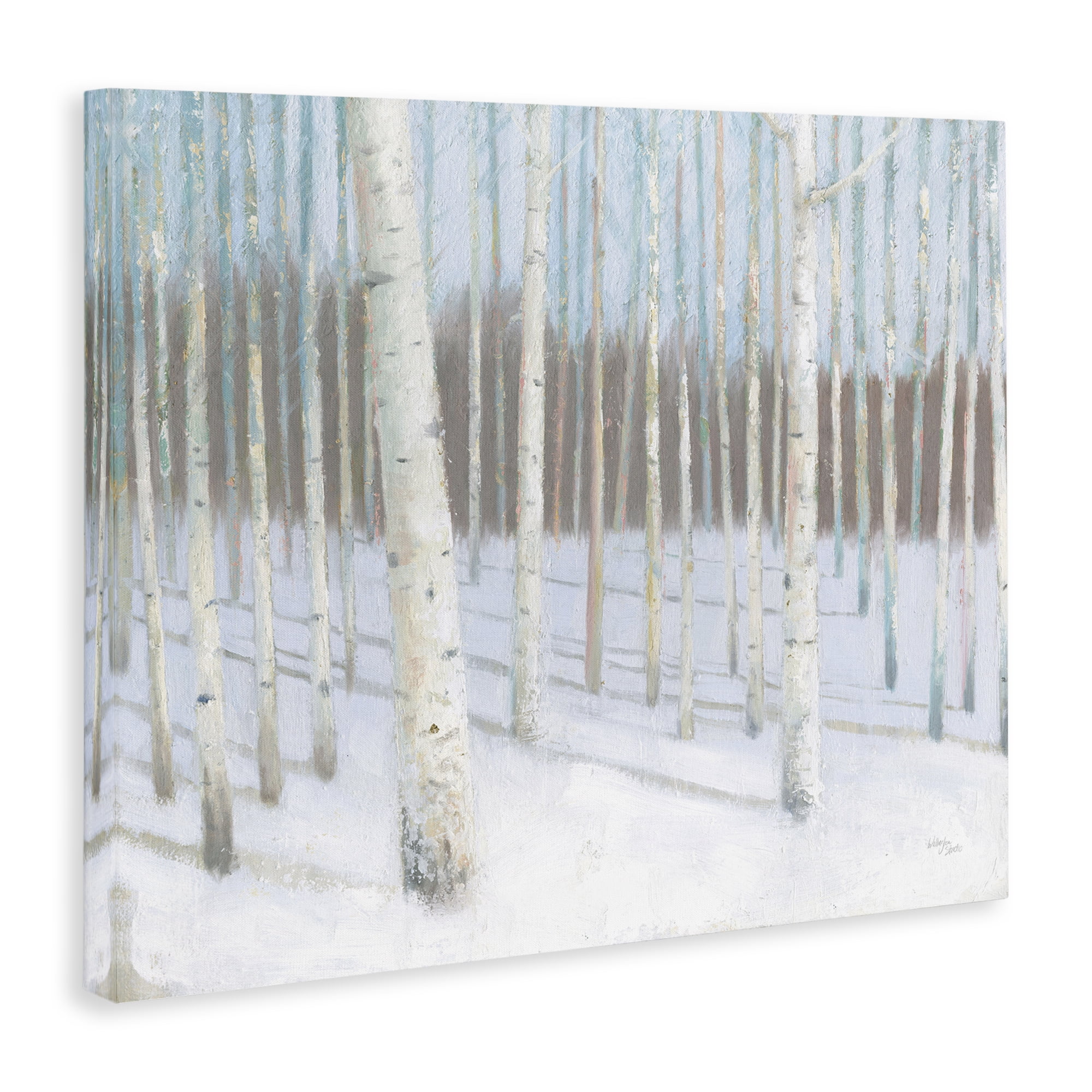 Stupell Industries Winter Birch Forest Landscape & Nature Painting Wrapped Canvas Art Print Wall Art, 30 x 24
