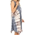 thumbnail image 4 of Sakkas Lunna Women's Casual Sleeveless Hi-low V-neck Knit Tie-dye Dress Cover-up - GreyBrown - L-XL, 4 of 5
