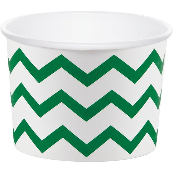 Emerald Green and White Chevron Paper Treat Cups 6 Count for 6 Guests